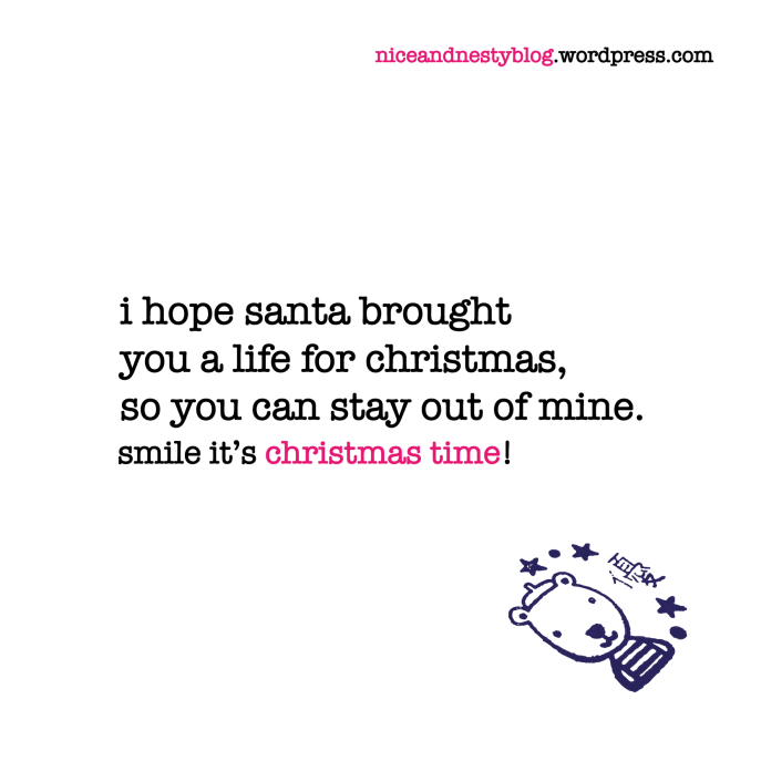 i hope santa brought you a life for christmas, so you can stay out of mine. christmas quote